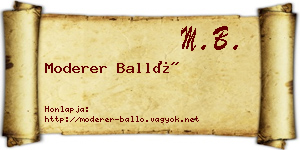 Moderer Balló névjegykártya